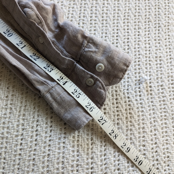 Jos A Bank Reserve Shirt Mens XXL 2XL Beige Linen Long Sleeve Button Up Pocket - Picture 7 of 8